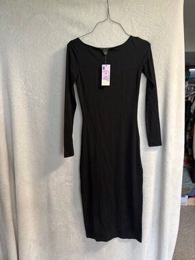 wild fable Black Long Sleeve Bodycon Midi Dress